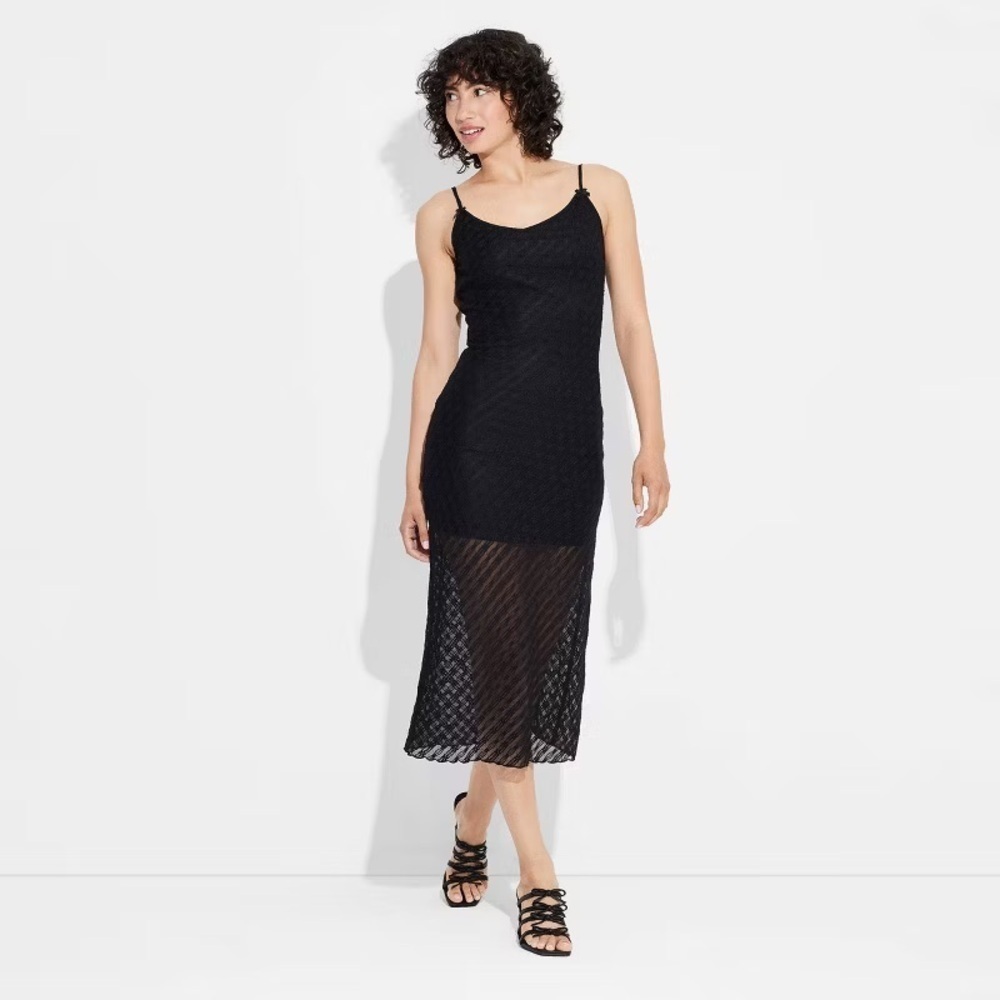 Wild Fable Bow Lace Midi Dress Black Size XS blogger